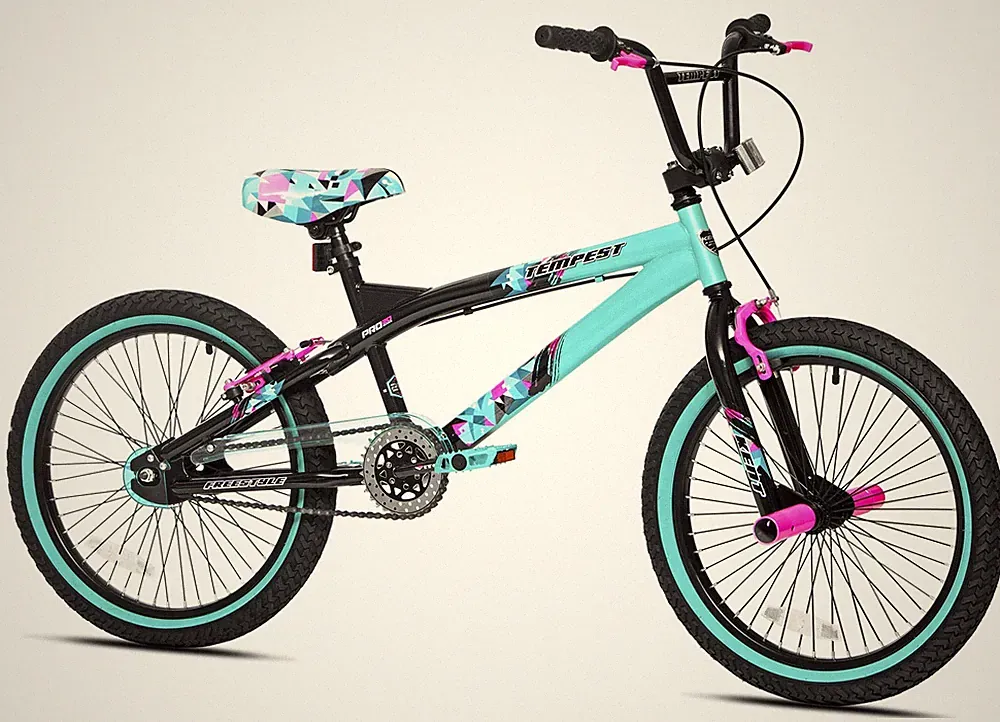 20" Tempest BMX Bicycle, Fits Riders 4'2" - 5', Black/Aqua, Child, Unisex Bike