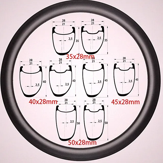 700c Asymmetric Road Bike Carbon Rims 28x35/40/45/50/60mm UD 3K 12K Disc/V Brake