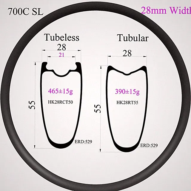 700C Carbon Gravel Bike Rim Width 28mm Depth 55mm Disc Brake Road Bicycle Wheels