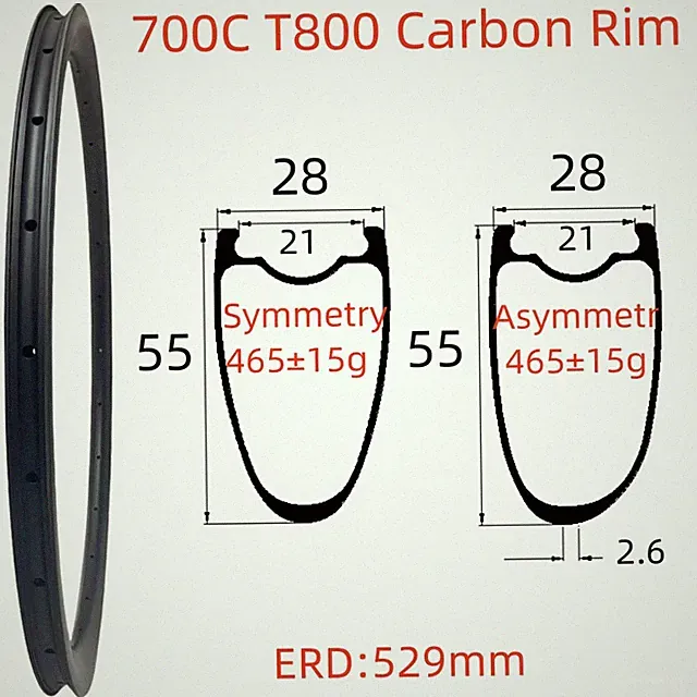 700C Gravel Bike Carbon Fiber Rims Superlight Tubeless Road Bicycle Wheel 24 28H