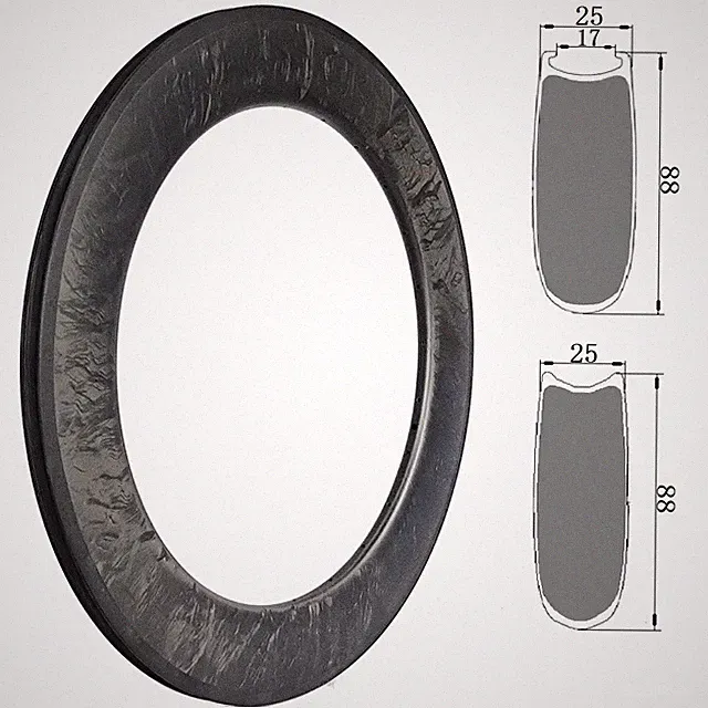 Road Triathlon Track Bicycle Carbon Fiber Rims 700C 88x25mm Tubular Clincher