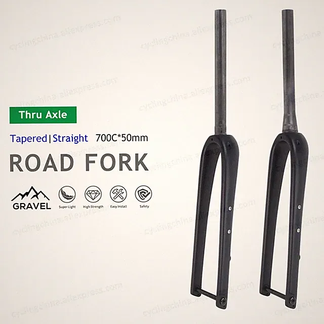 Thru Axle 700C*50mm Flat Disc Brake Carbon Road Bike Fork Rigid Front Fork